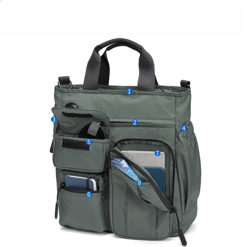 Oxford fabric waterproof single-shoulder bag, lightweight, computer storage, large capacity, cross-body briefcase