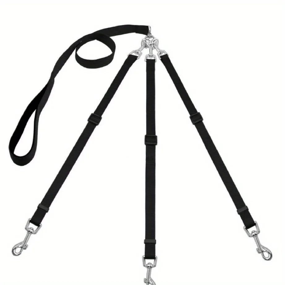 Durable 3-in-1 Nylon Dog Leash with Padded Handle for Outdoor Walking, Car Travel, Hiking and Camping - Three-Way Pet Leash