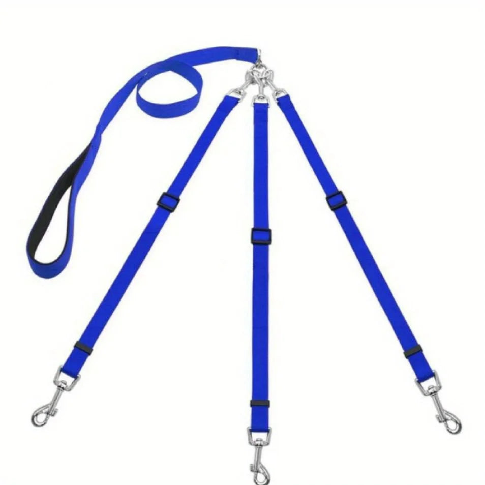 Durable 3-in-1 Nylon Dog Leash with Padded Handle for Outdoor Walking, Car Travel, Hiking and Camping - Three-Way Pet Leash