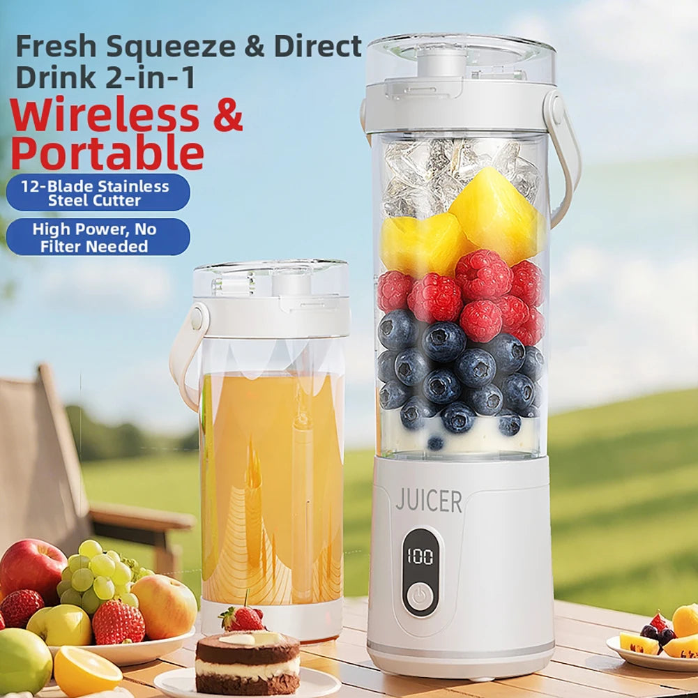 Portable Blender 600ML Electric Juicer Fruit Mixers USB Rechargeable Smoothie Mini Blender Personal Juicer