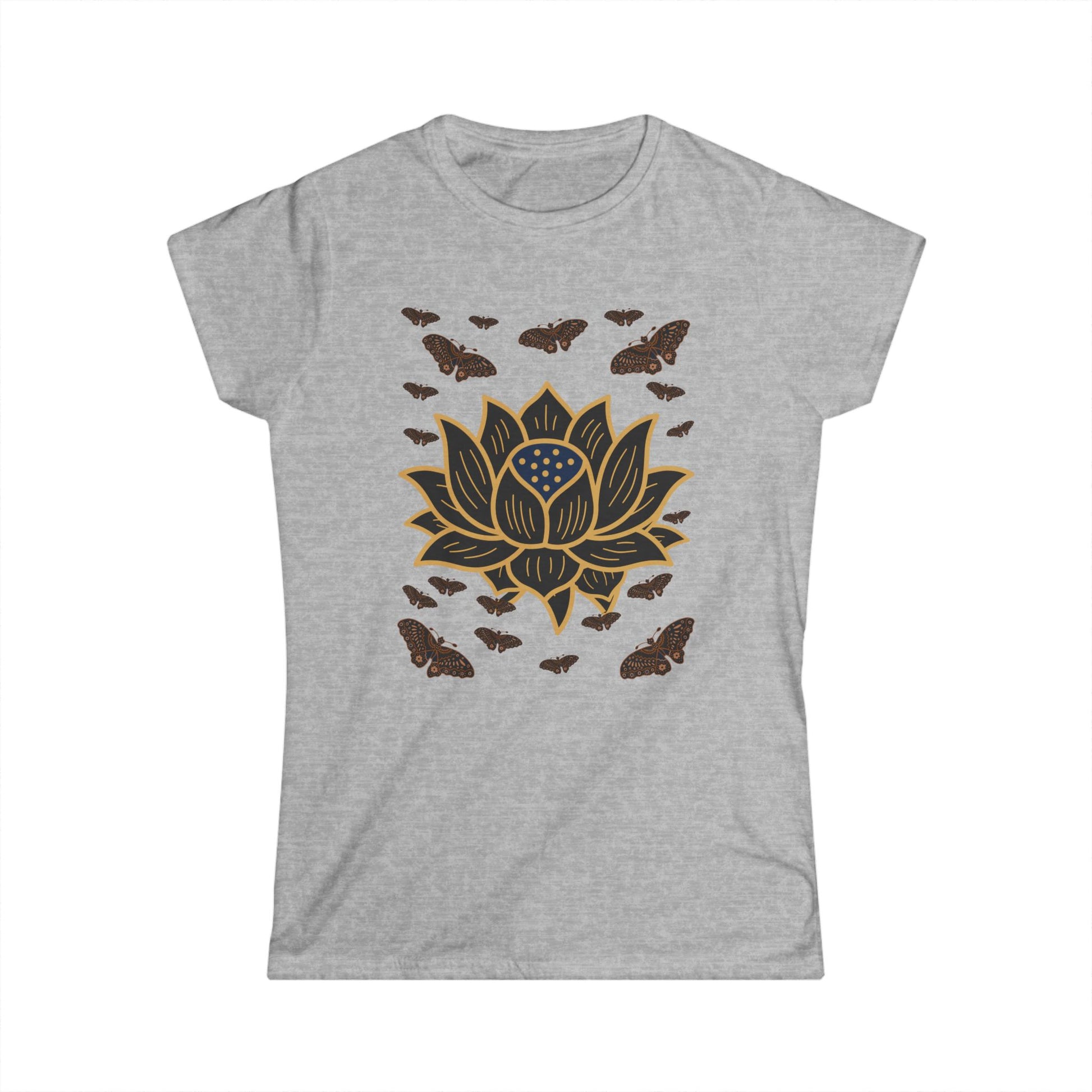 Women's Soft style Tee Shirt Lotus Butterfly