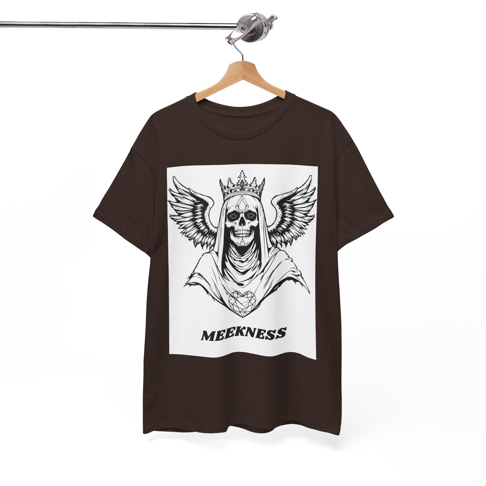 Skull Crown Wings Cotton Tee Shirt White Background