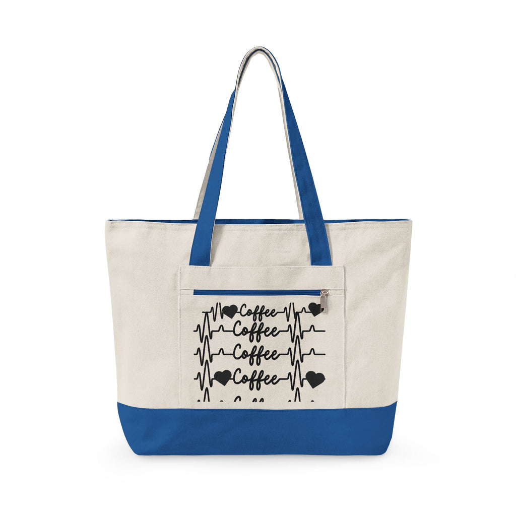 Zippered Canvas Tote Front Zip Pocket