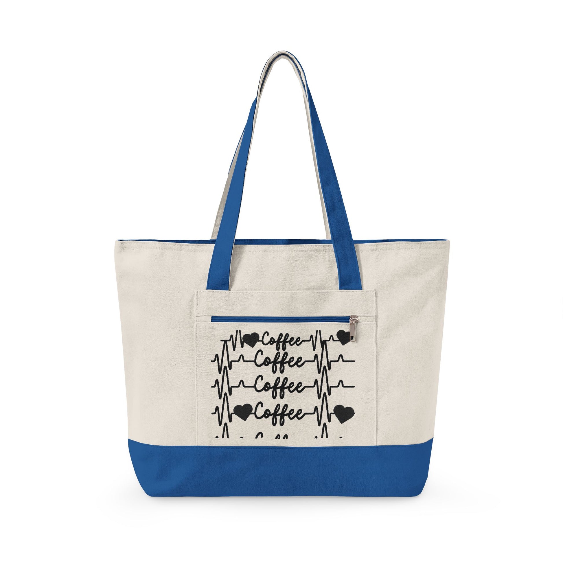 Zippered Canvas Tote Front Zip Pocket