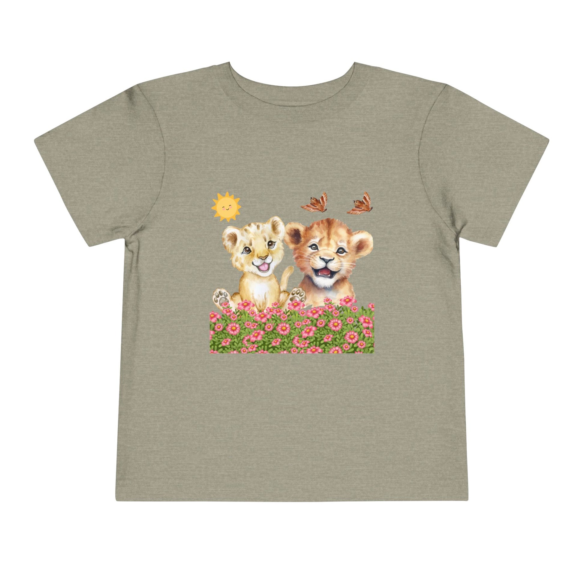 Toddler Short Sleeve Tee Shirt Cubs In Flower Bush