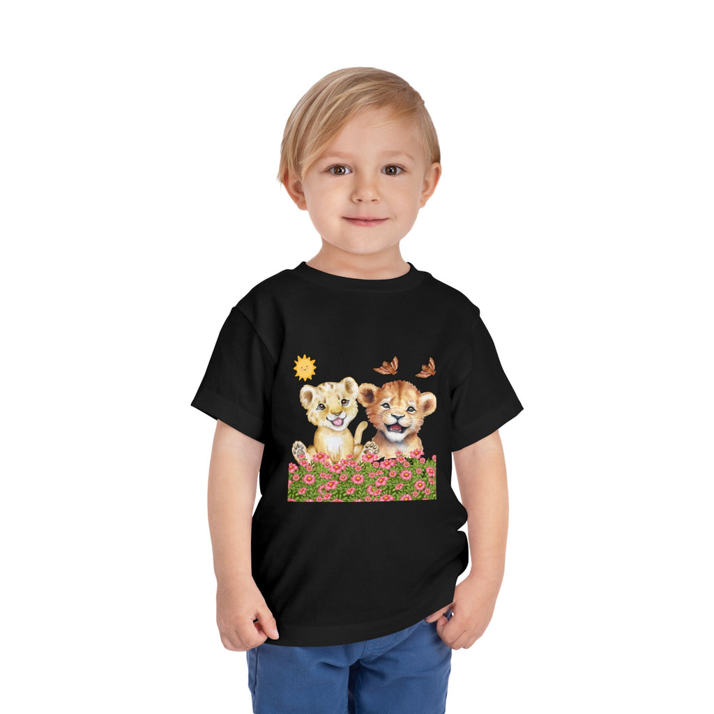 Toddler Short Sleeve Tee Shirt Cubs In Flower Bush