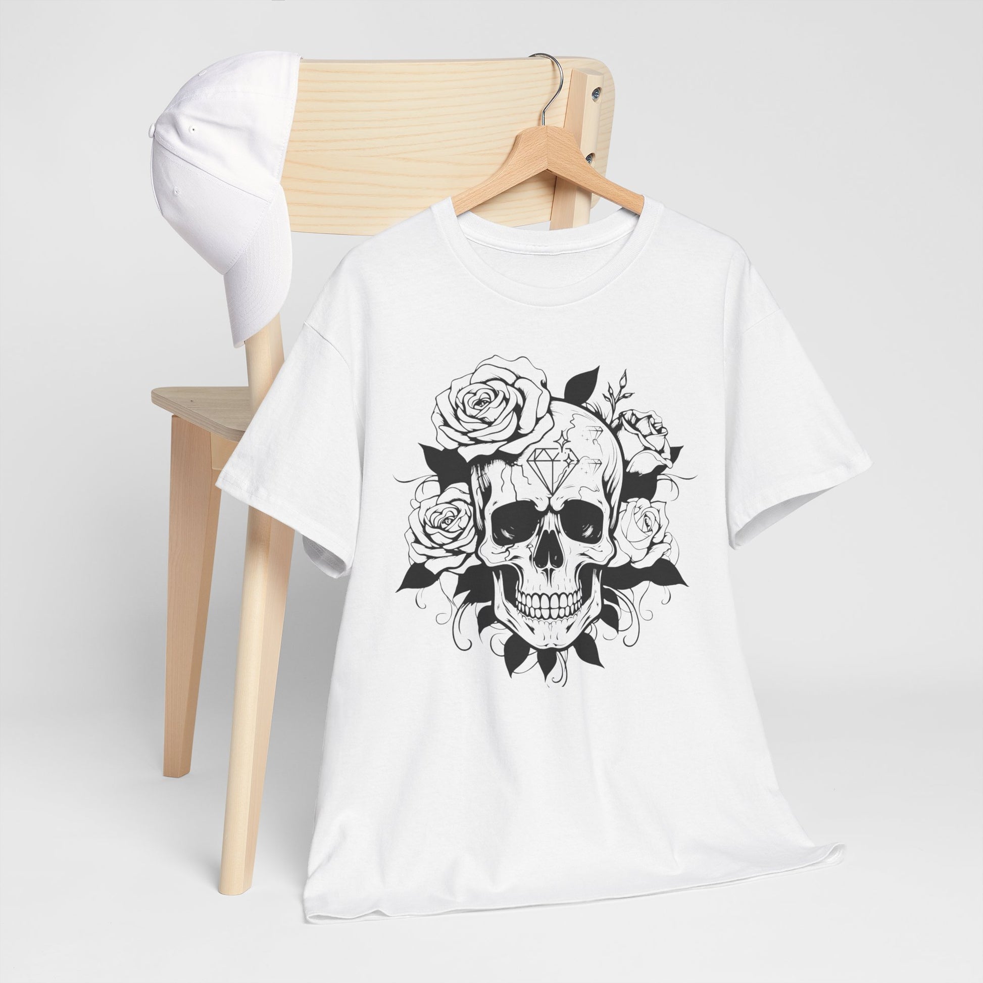 Skull Roses Cotton Tee Shirt