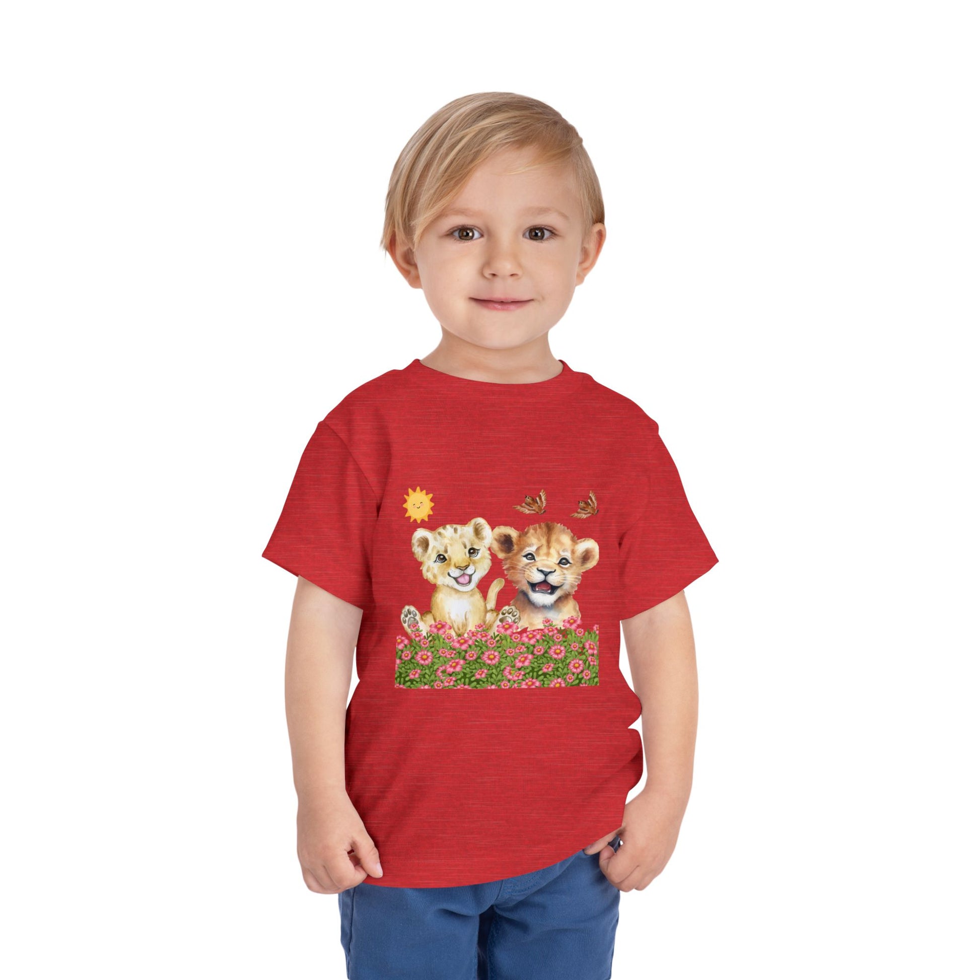 Toddler Short Sleeve Tee Shirt Cubs In Flower Bush