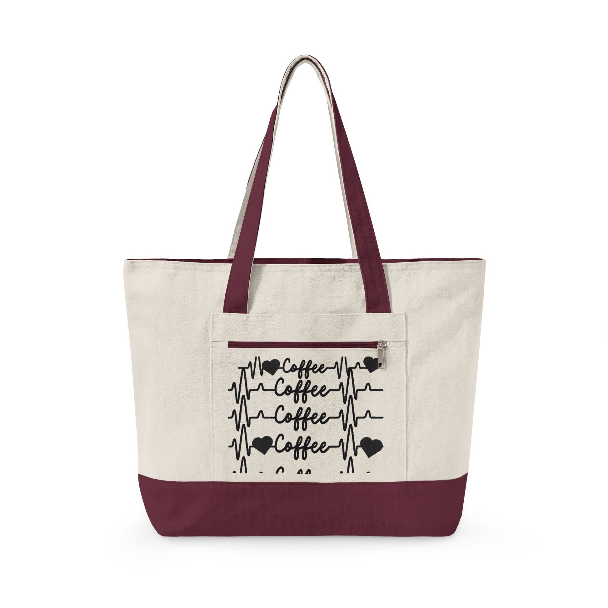 Zippered Canvas Tote Front Zip Pocket
