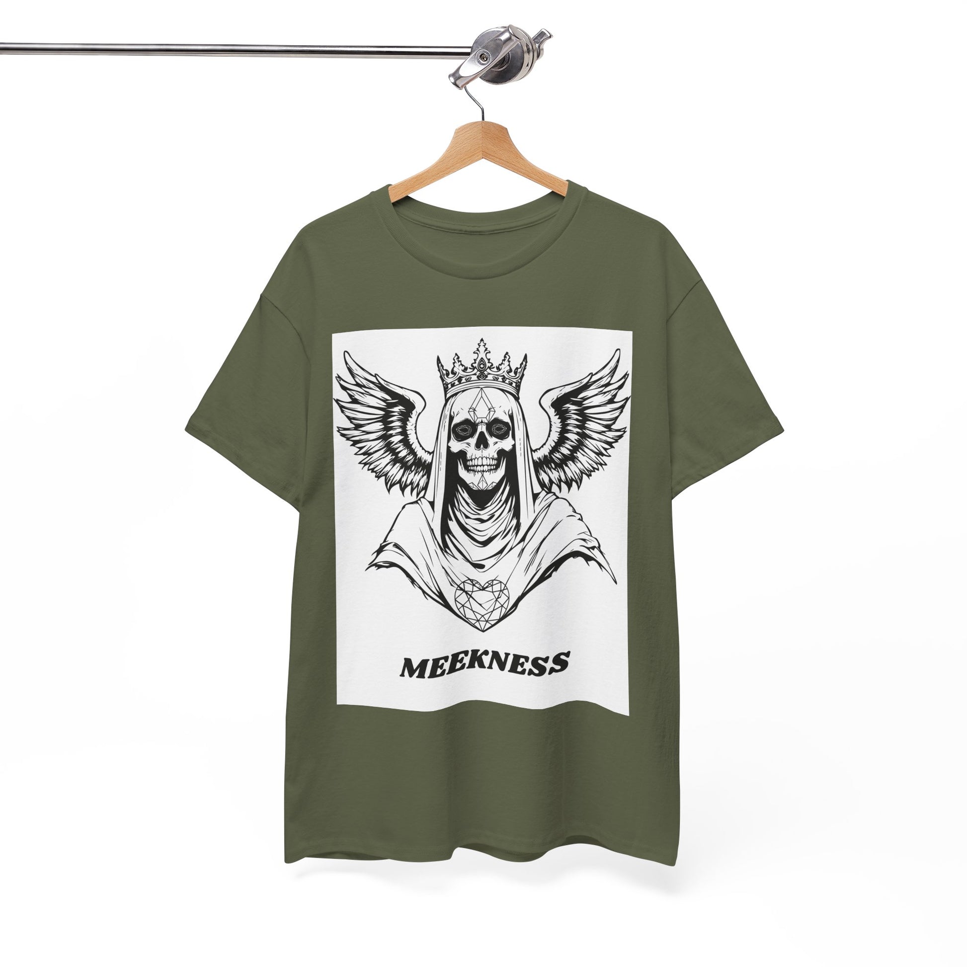 Skull Crown Wings Cotton Tee Shirt White Background