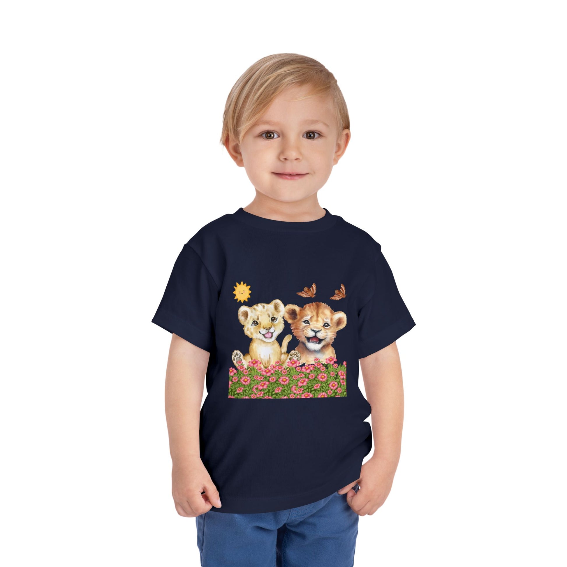 Toddler Short Sleeve Tee Shirt Cubs In Flower Bush