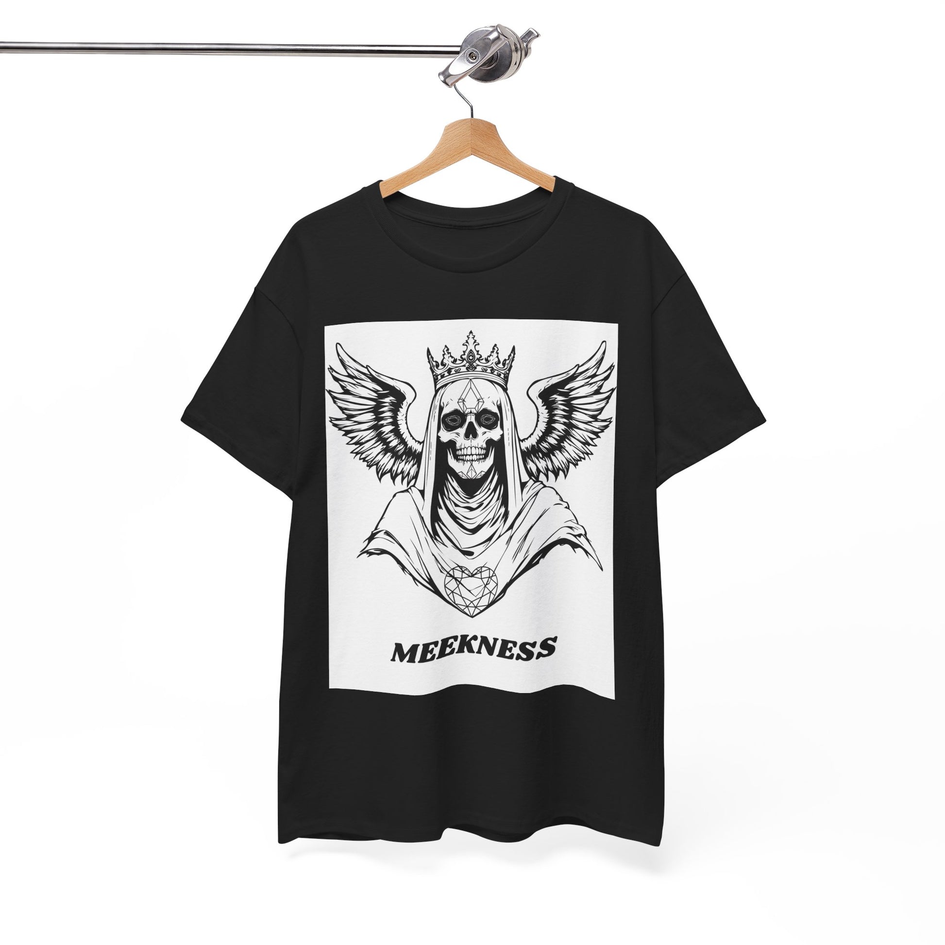 Skull Crown Wings Cotton Tee Shirt White Background