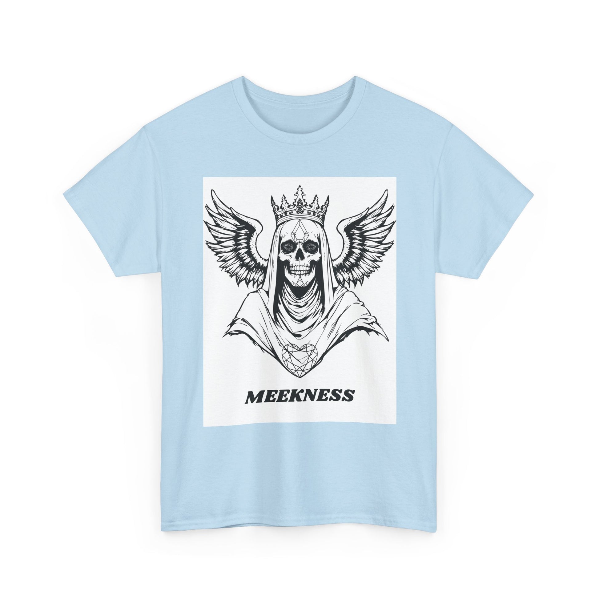 Skull Crown Wings Cotton Tee Shirt White Background