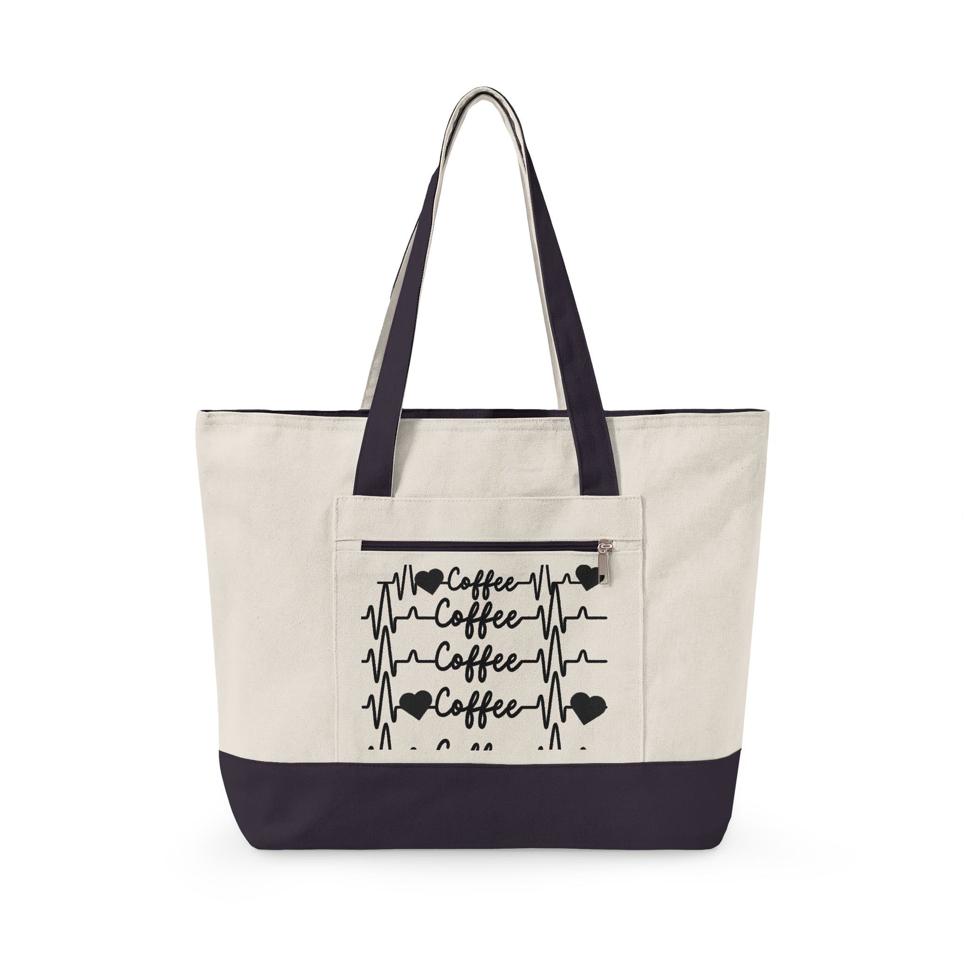 Zippered Canvas Tote Front Zip Pocket