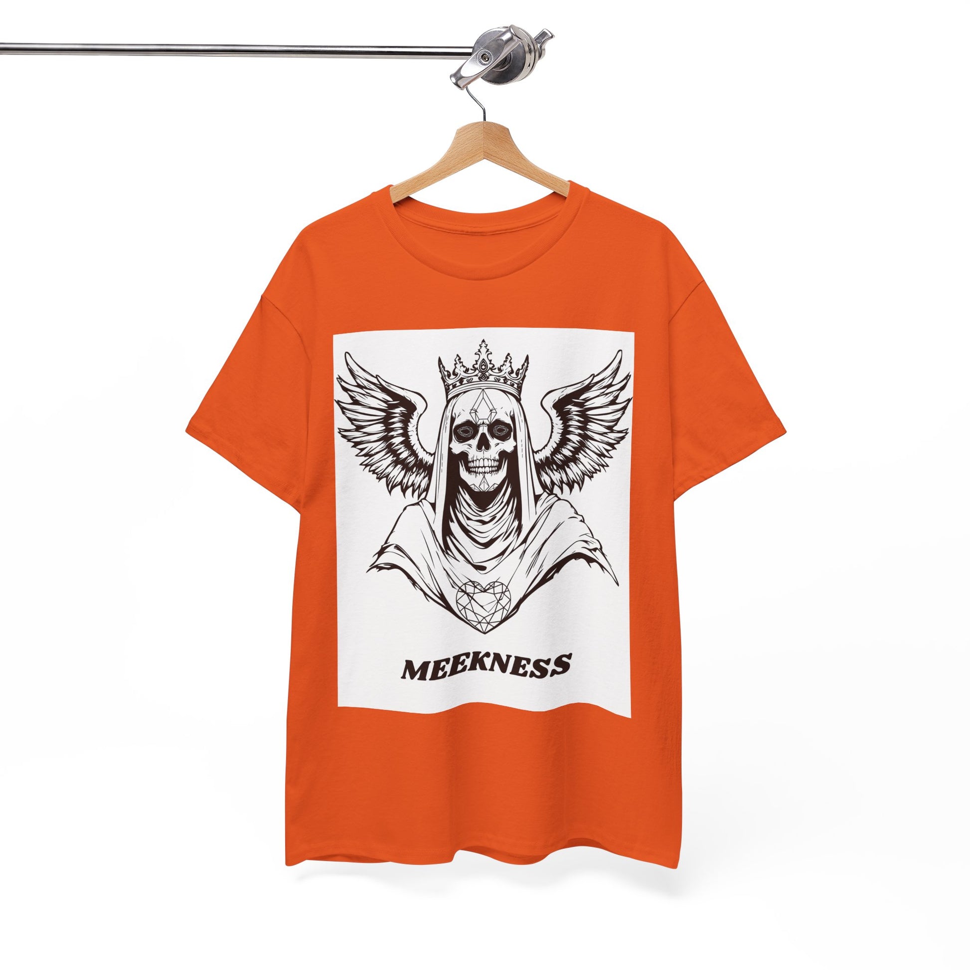 Skull Crown Wings Cotton Tee Shirt White Background