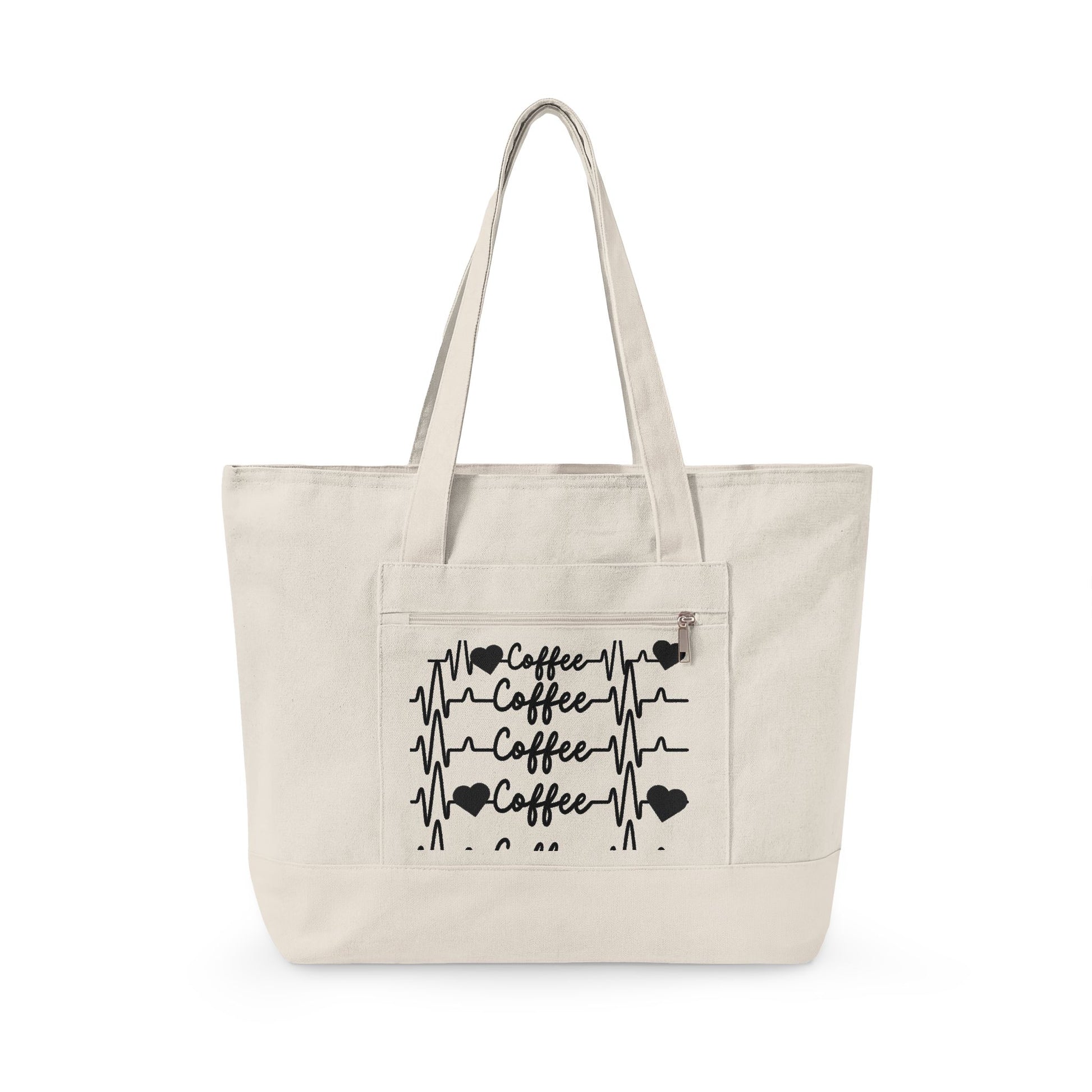 Zippered Canvas Tote Front Zip Pocket