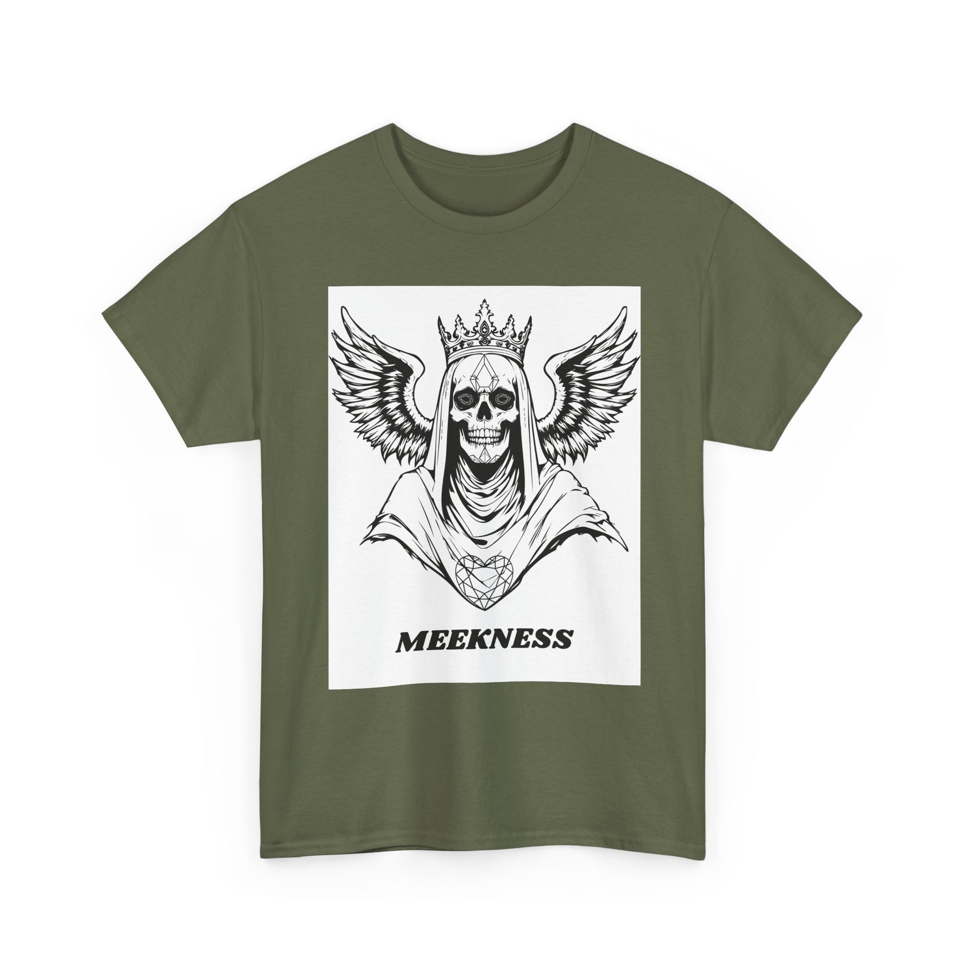 Skull Crown Wings Cotton Tee Shirt White Background