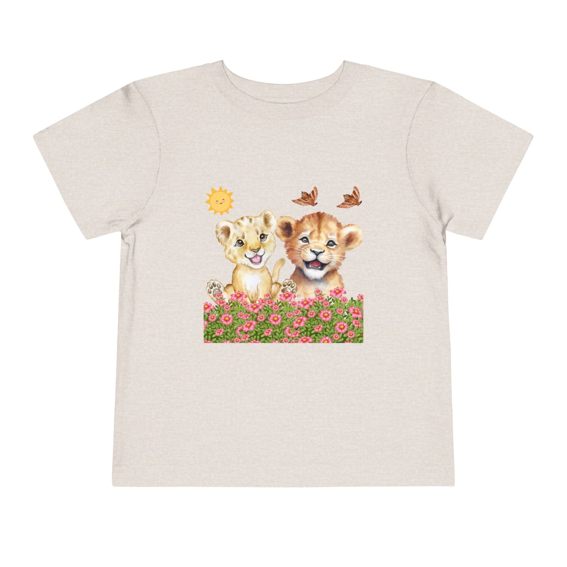 Toddler Short Sleeve Tee Shirt Cubs In Flower Bush