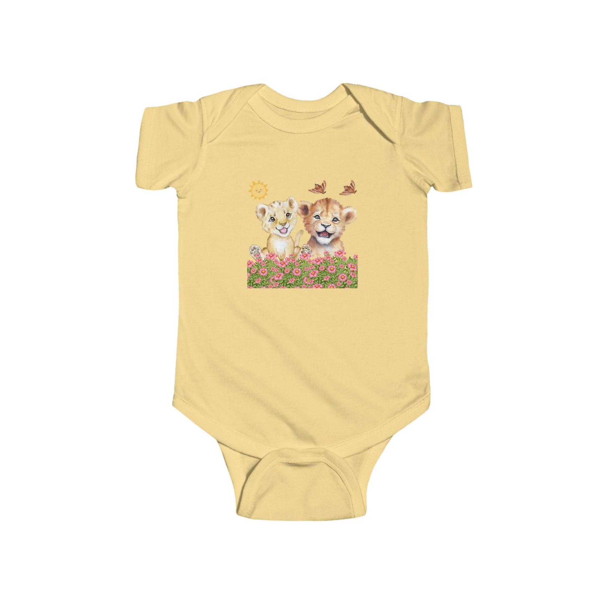 Infant Onesie Bodysuit Cubs In Flower Bush
