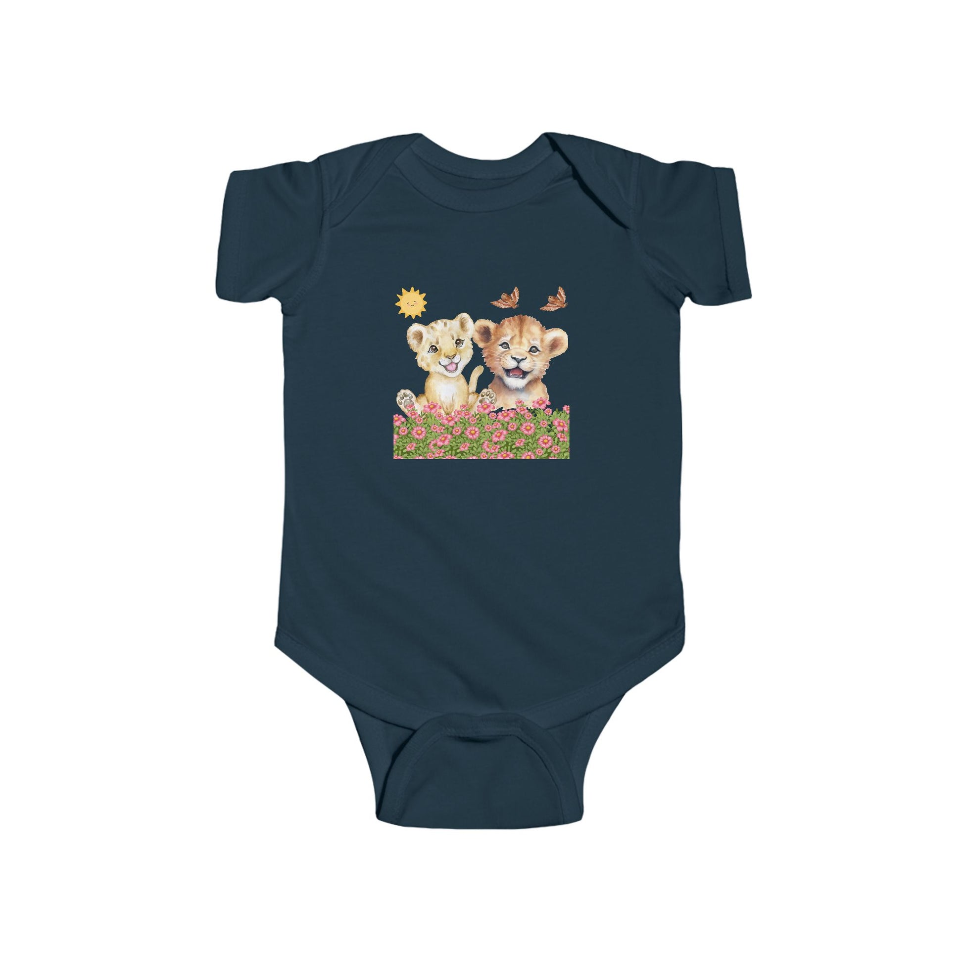 Infant Onesie Bodysuit Cubs In Flower Bush