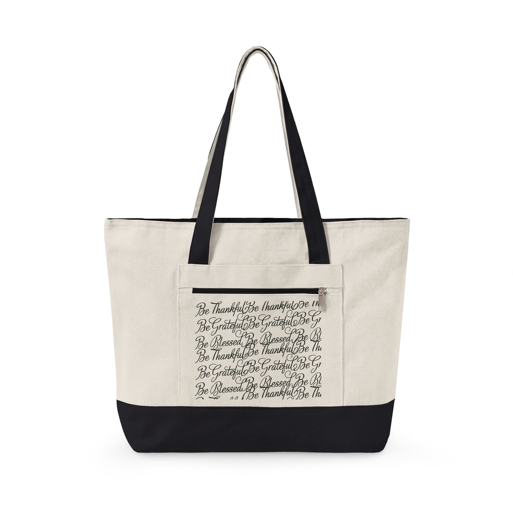 Be Thankful Be Grateful Be Blessed Zippered Canvas Carry Bag