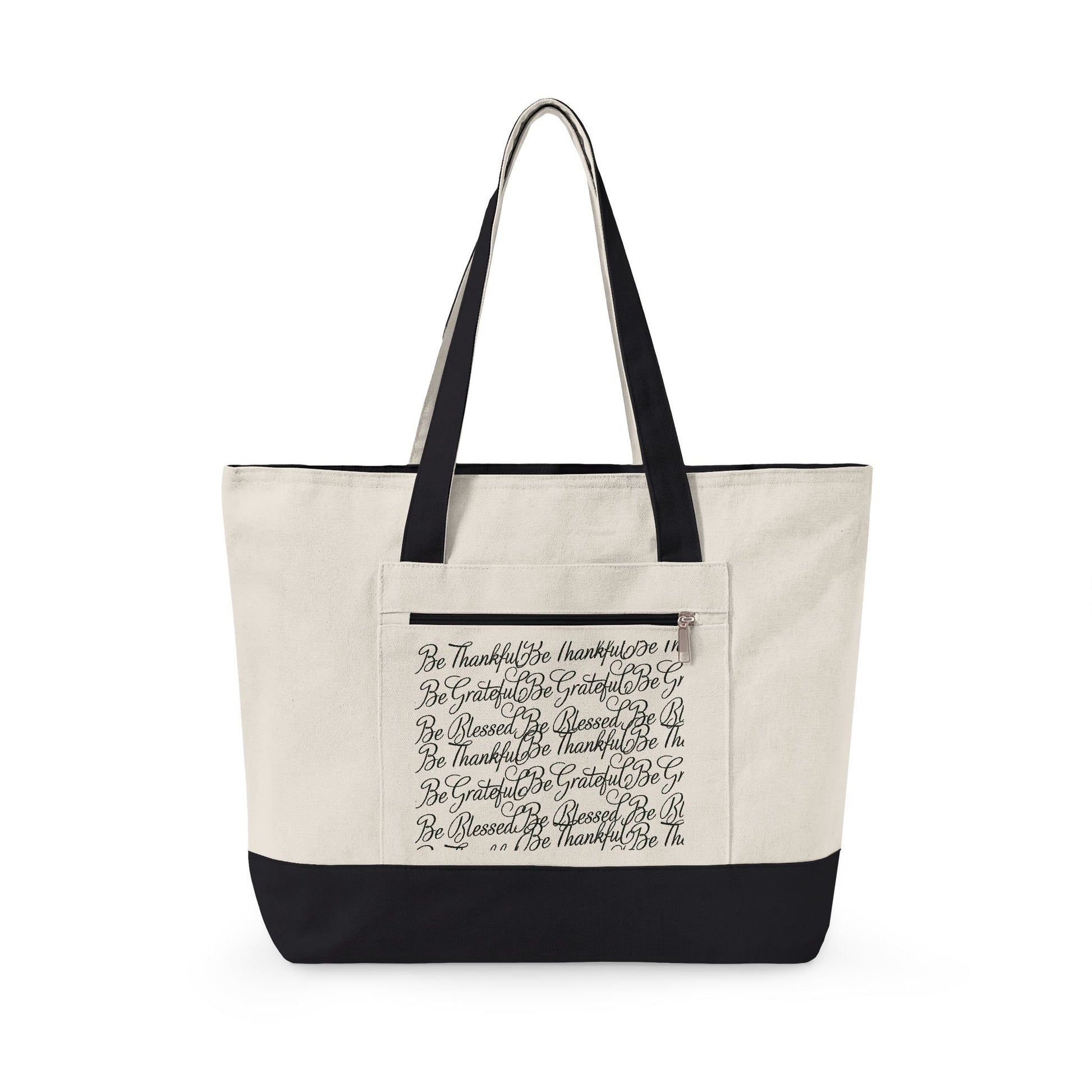 Be Thankful Be Grateful Be Blessed Zippered Canvas Carry Bag