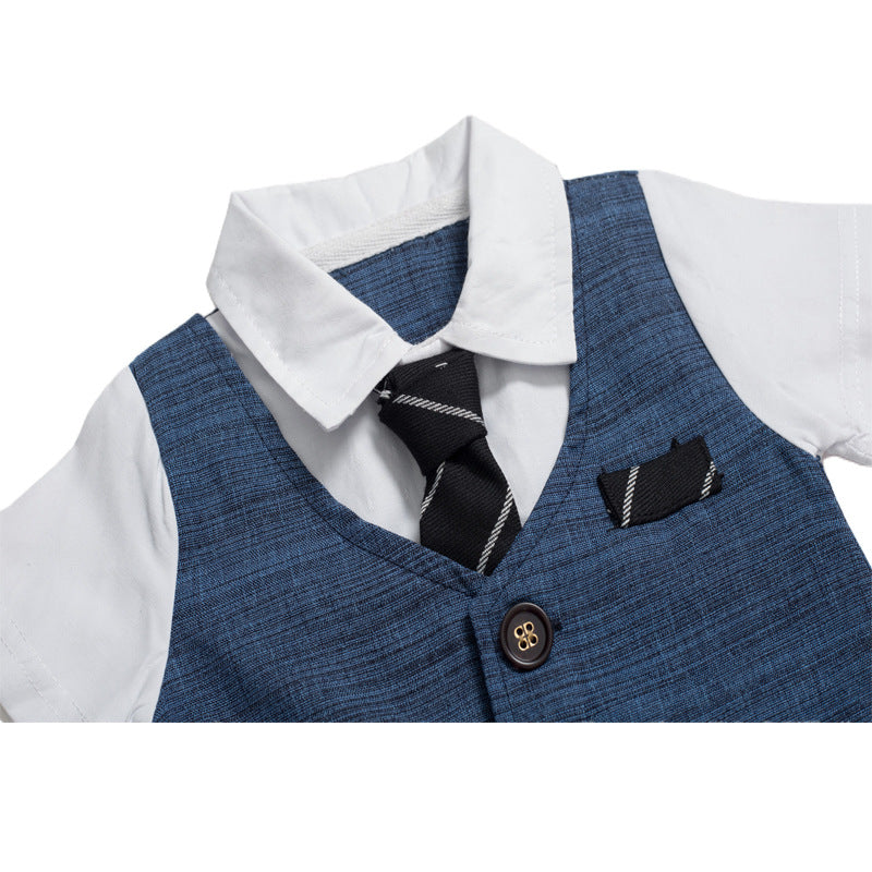Baby Boy Jumpsuit, Gentleman Suit with Tie Baby Children's Clothing