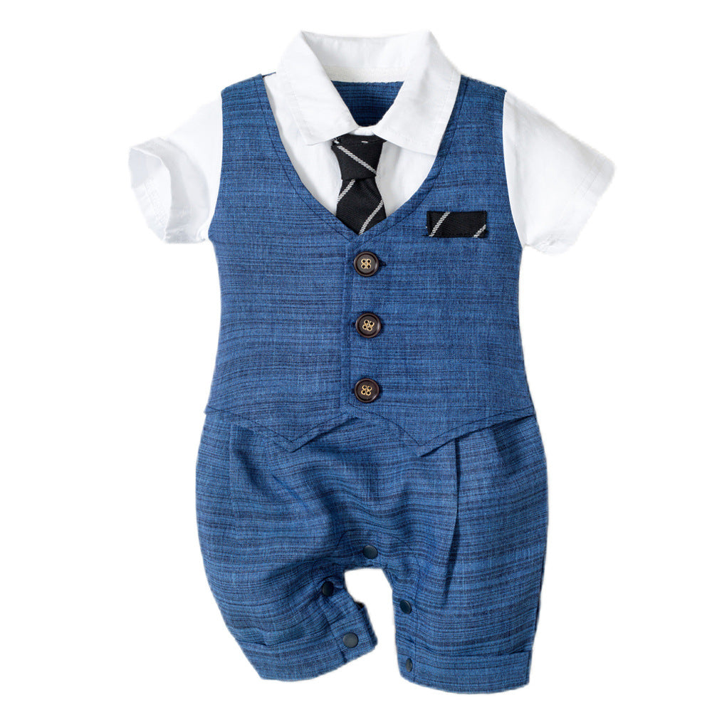 Baby Boy Jumpsuit, Gentleman Suit with Tie Baby Children's Clothing