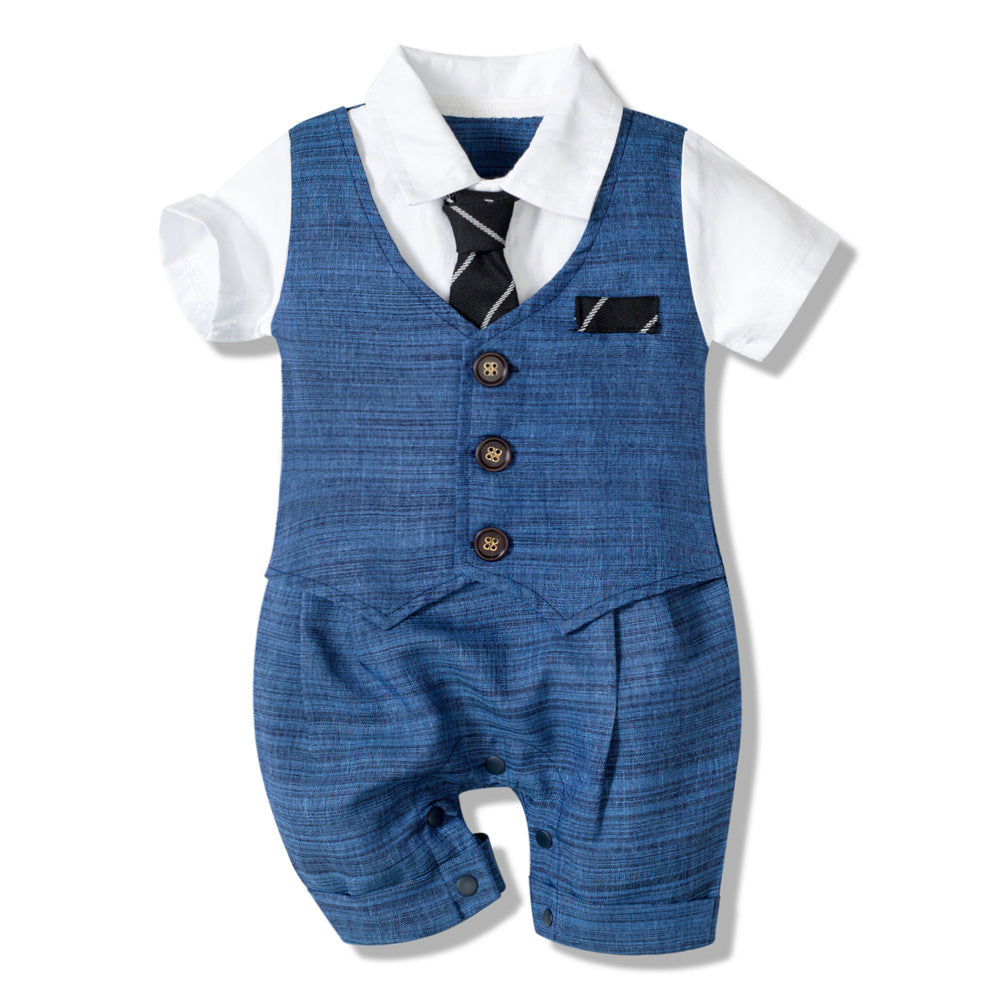 Baby Boy Jumpsuit, Gentleman Suit with Tie Baby Children's Clothing