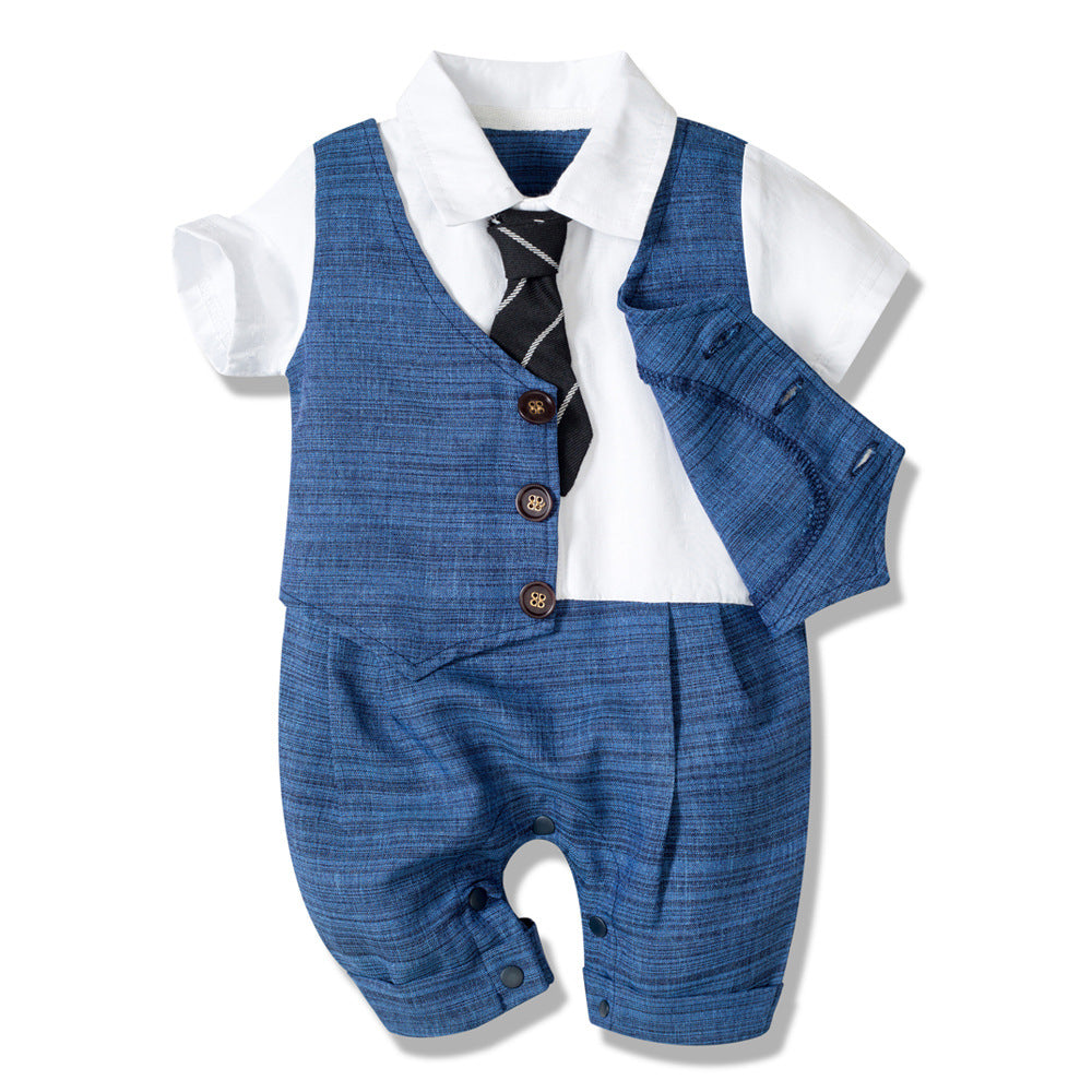 Baby Boy Jumpsuit, Gentleman Suit with Tie Baby Children's Clothing
