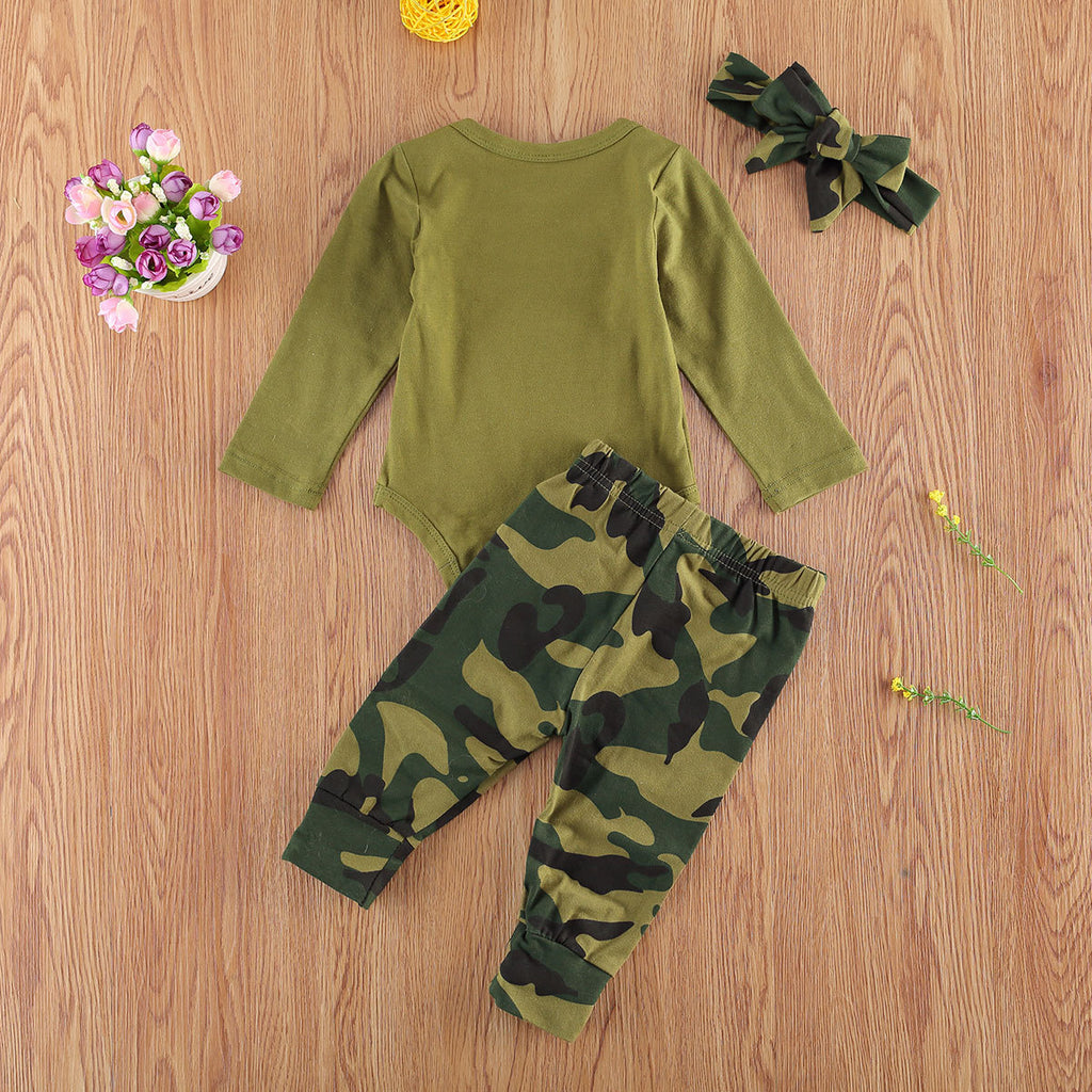 Camouflage Printed Children Bodysuit Onsie Set