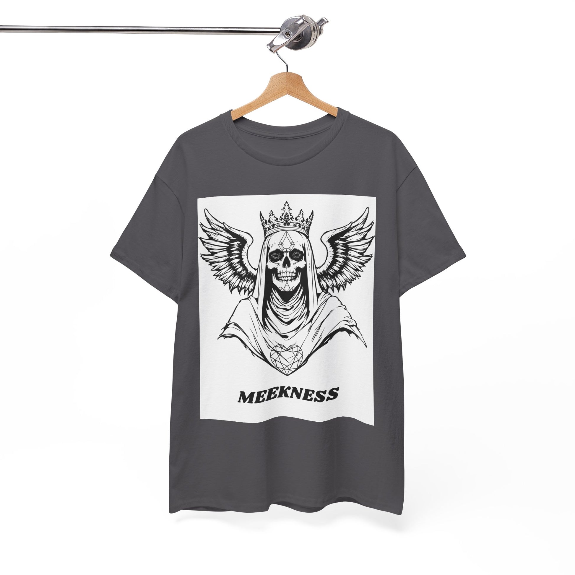 Skull Crown Wings Cotton Tee Shirt White Background