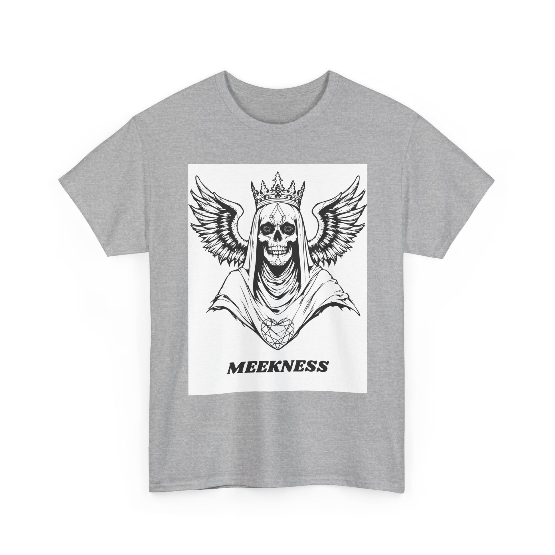 Skull Crown Wings Cotton Tee Shirt White Background