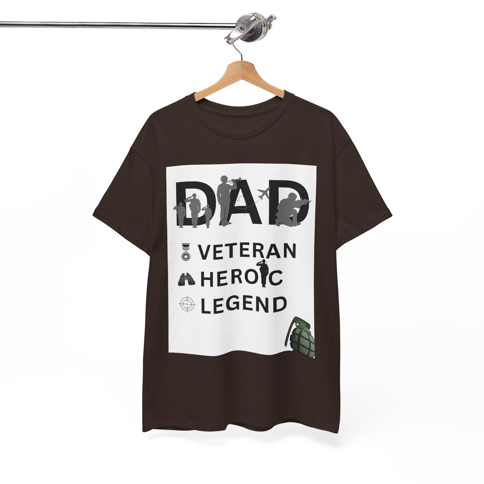 Dad Veteran, Heroic, Legend Tee Shirt White Background