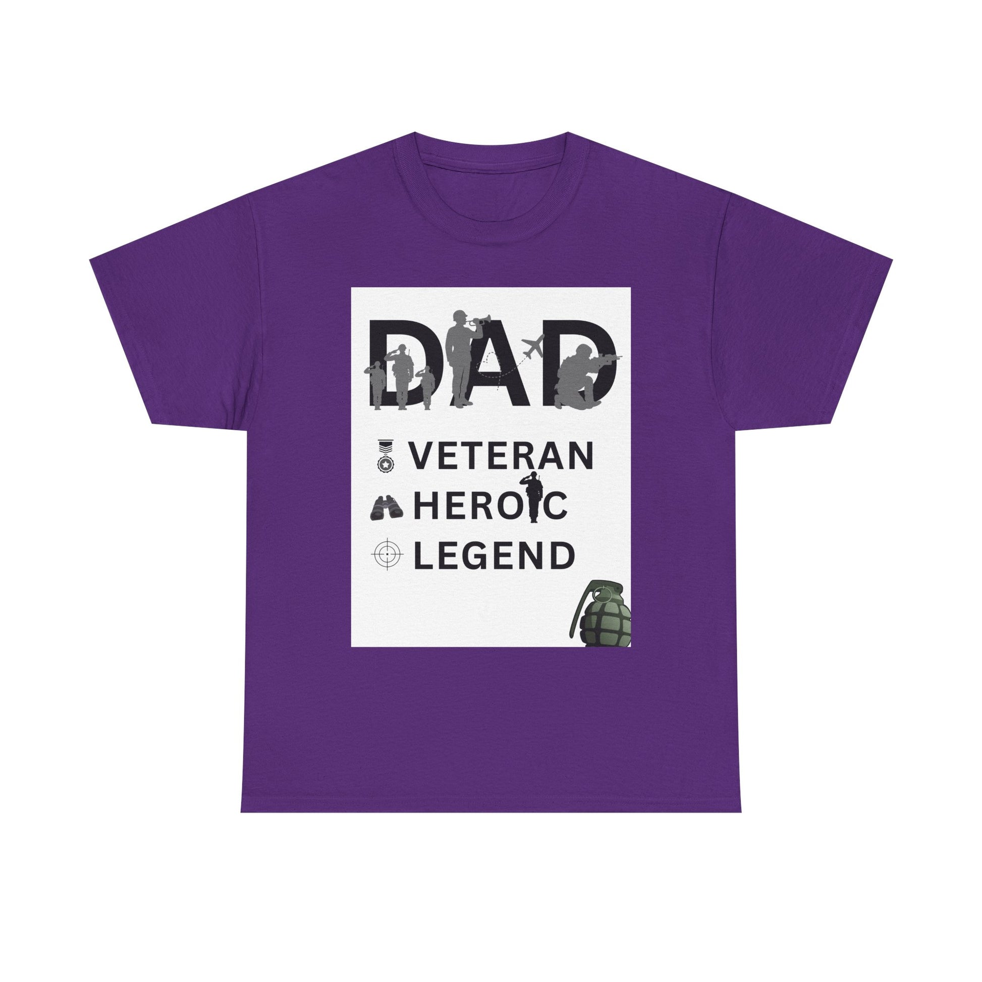 Dad Veteran, Heroic, Legend Tee Shirt White Background