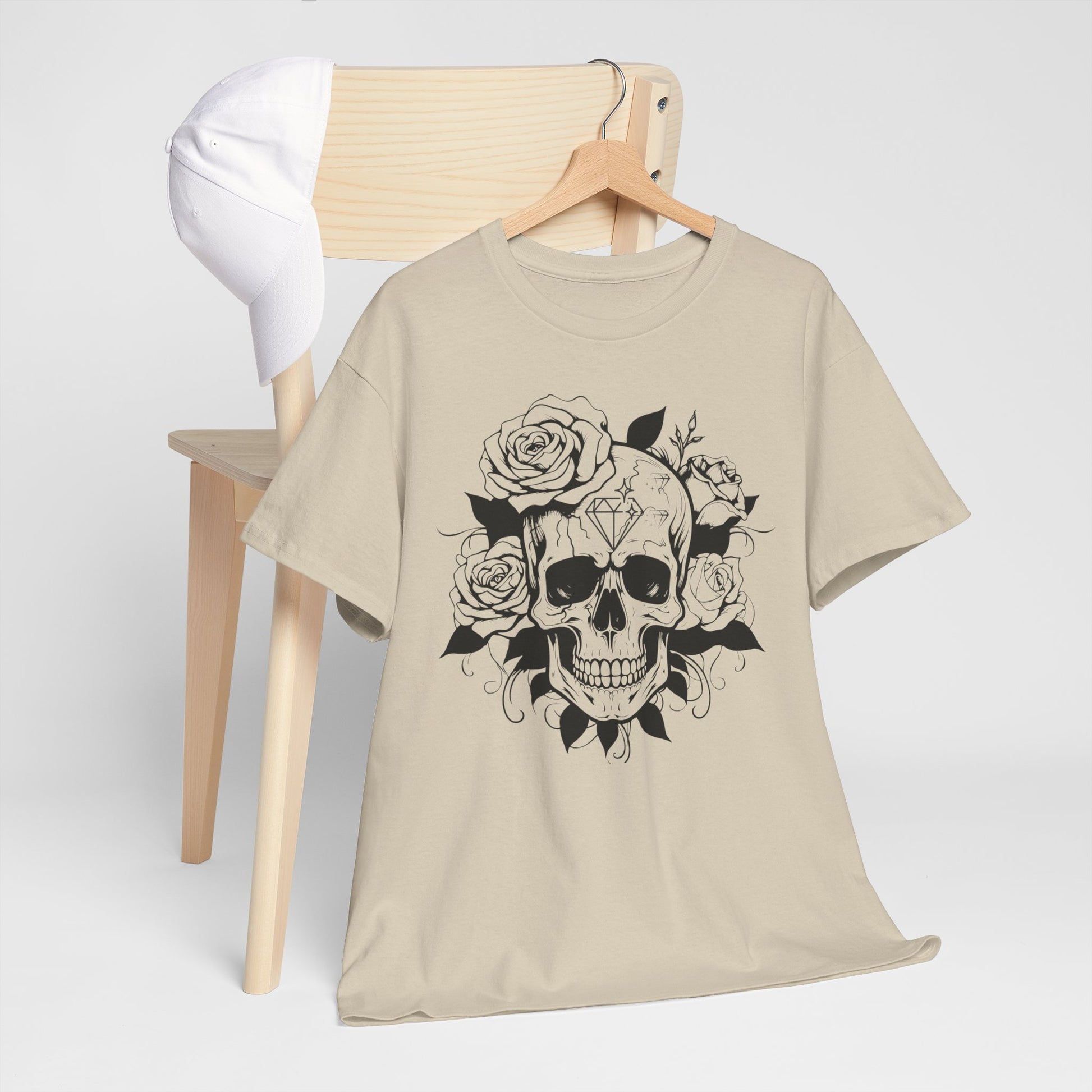 Skull Roses Cotton Tee Shirt