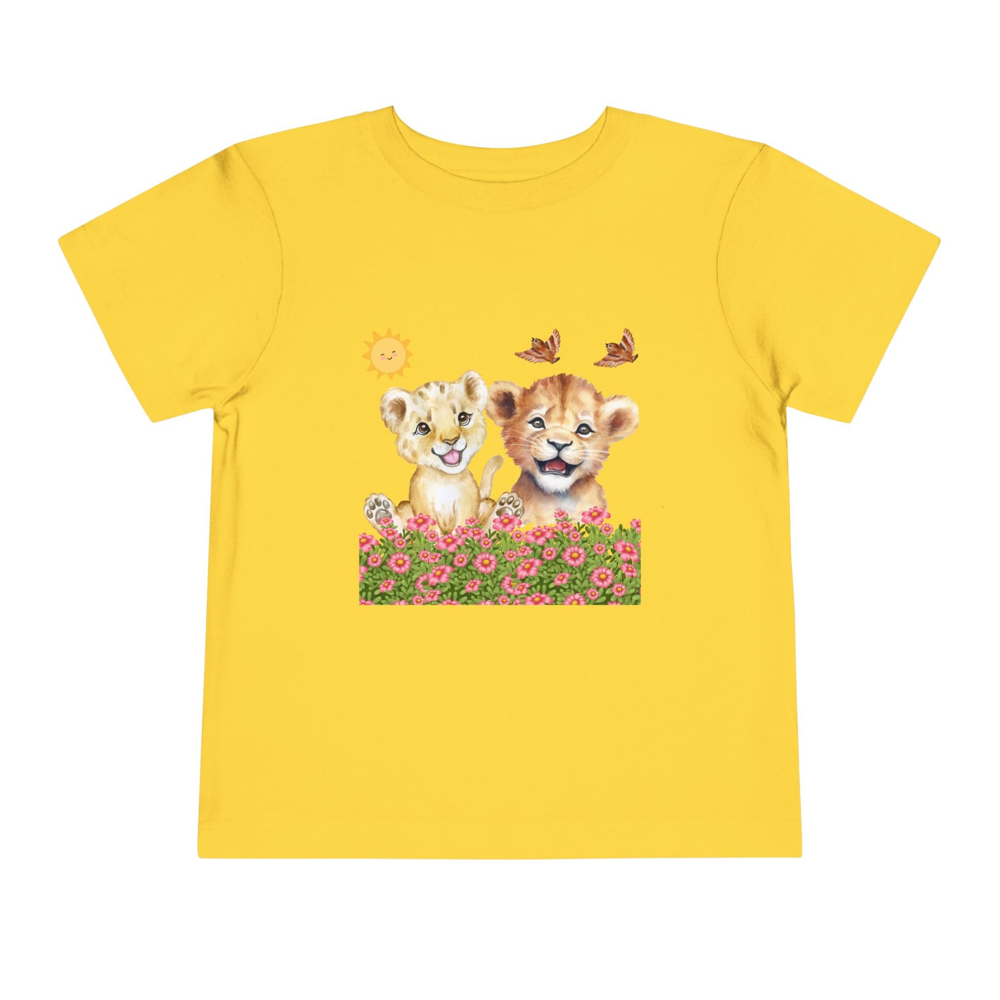 Toddler Short Sleeve Tee Shirt Cubs In Flower Bush