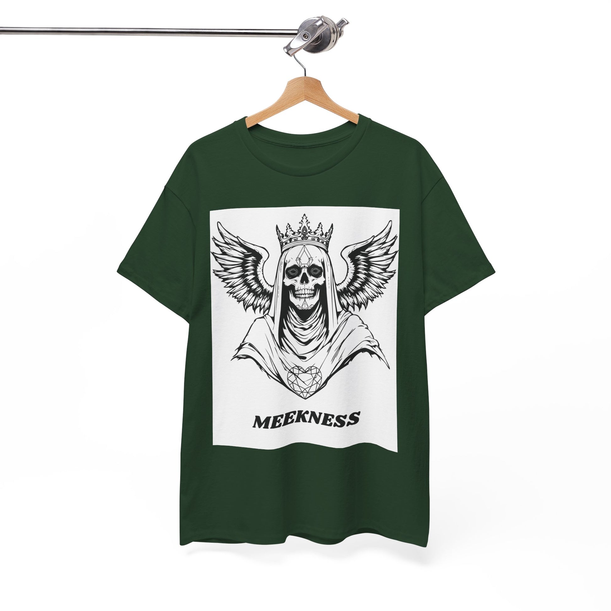 Skull Crown Wings Cotton Tee Shirt White Background