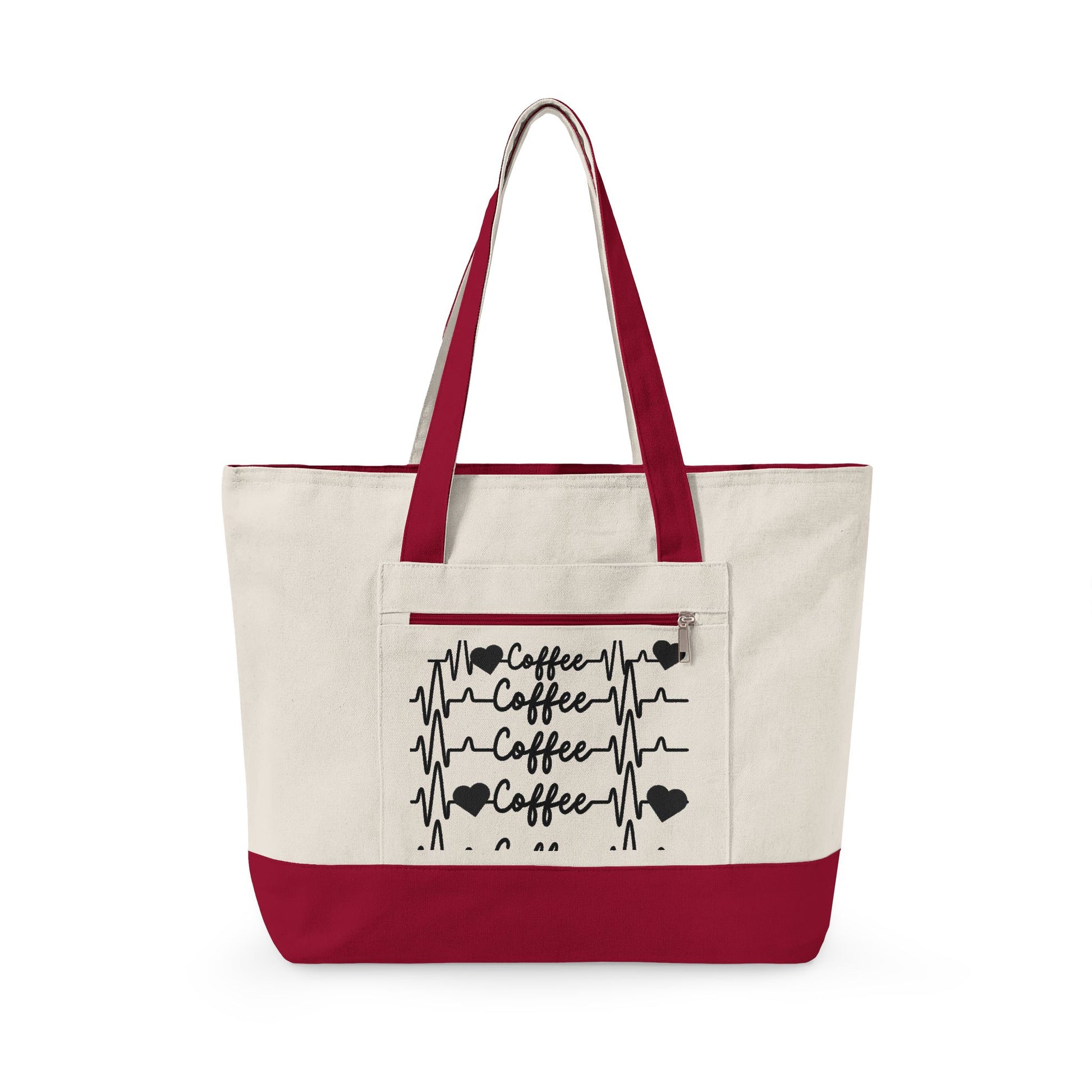 Zippered Canvas Tote Front Zip Pocket