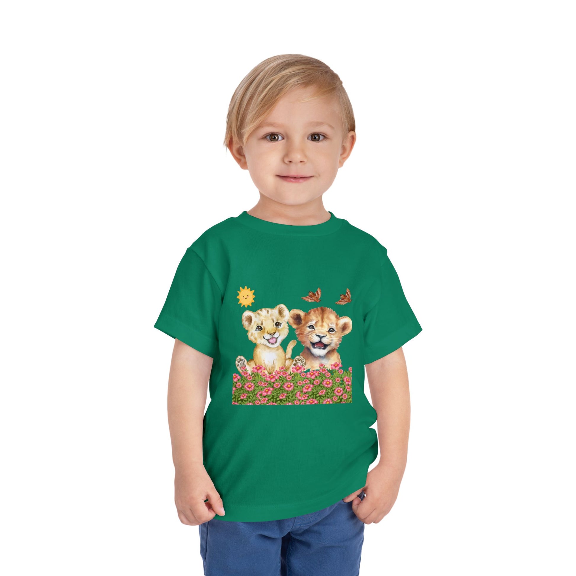 Toddler Short Sleeve Tee Shirt Cubs In Flower Bush