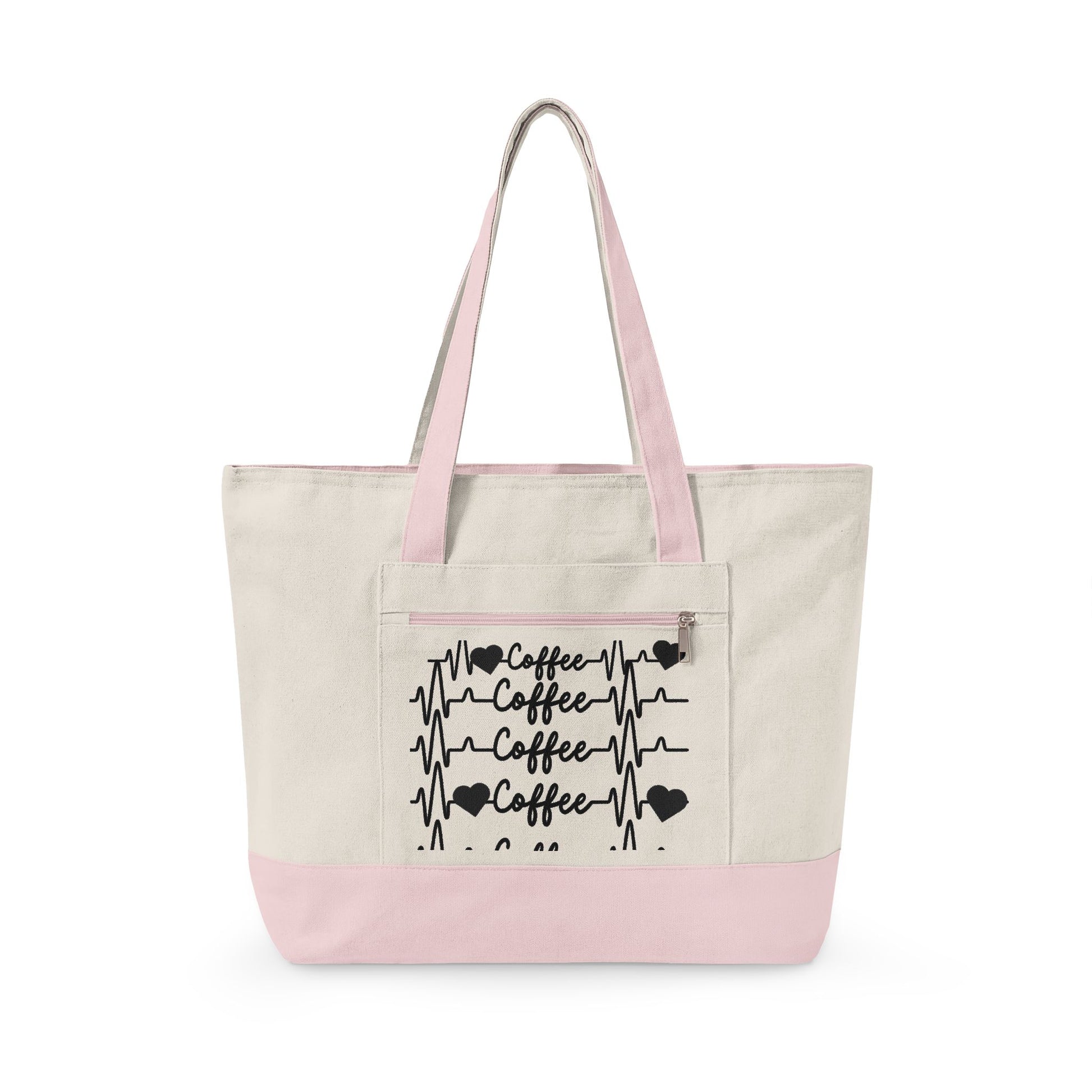Zippered Canvas Tote Front Zip Pocket