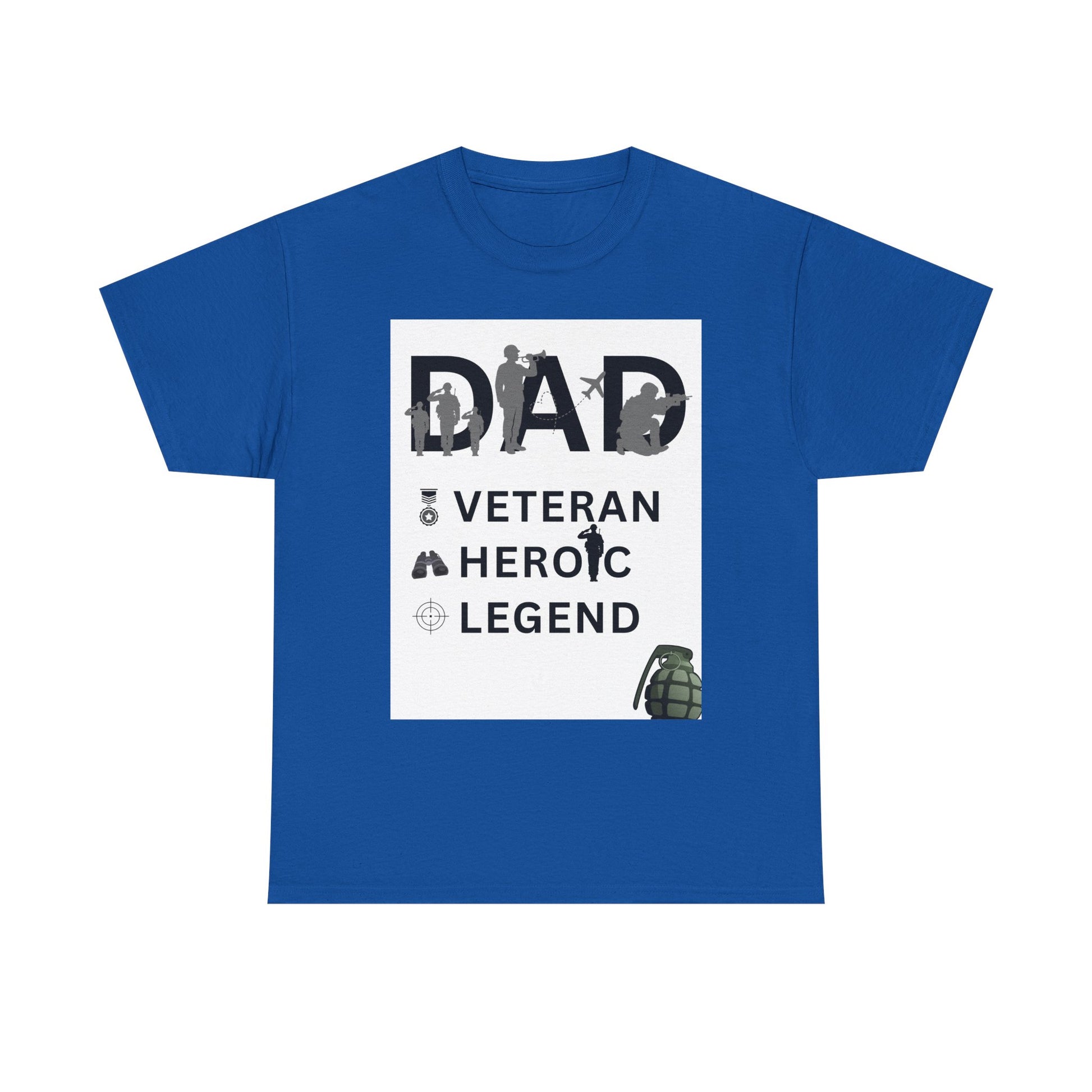 Dad Veteran, Heroic, Legend Tee Shirt White Background