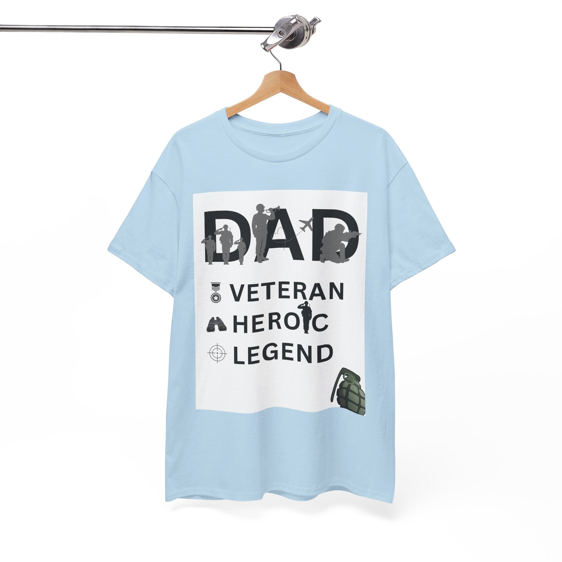 Dad Veteran, Heroic, Legend Tee Shirt White Background