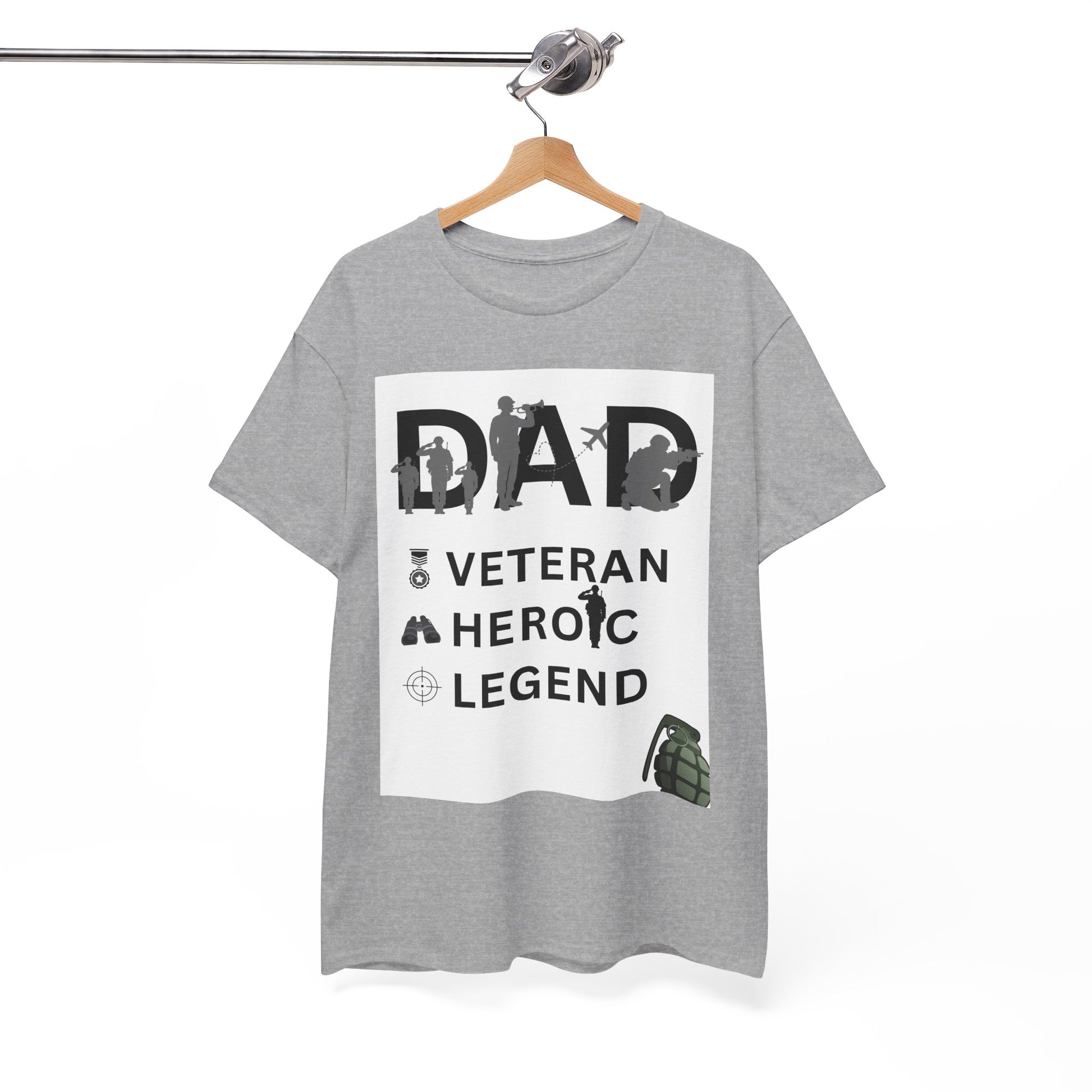 Dad Veteran, Heroic, Legend Tee Shirt White Background