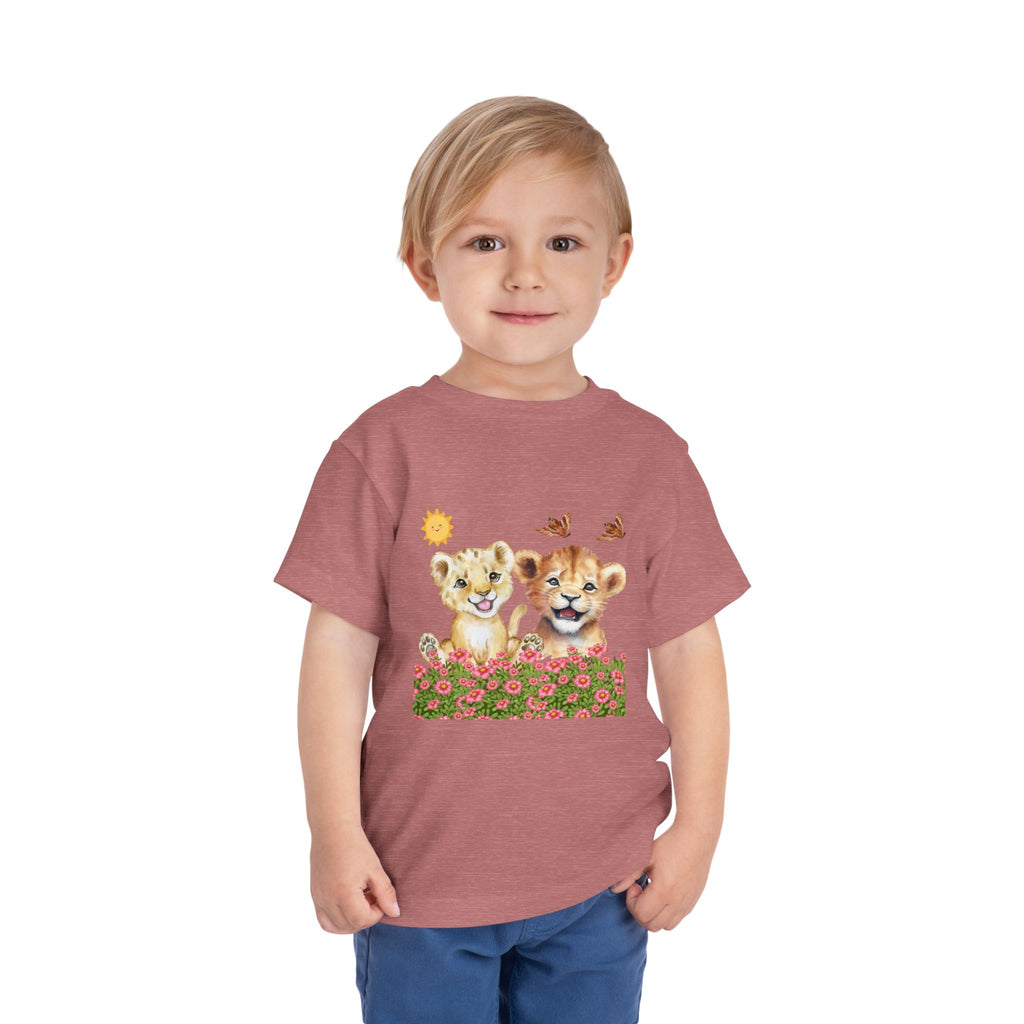 Toddler Short Sleeve Tee Shirt Cubs In Flower Bush