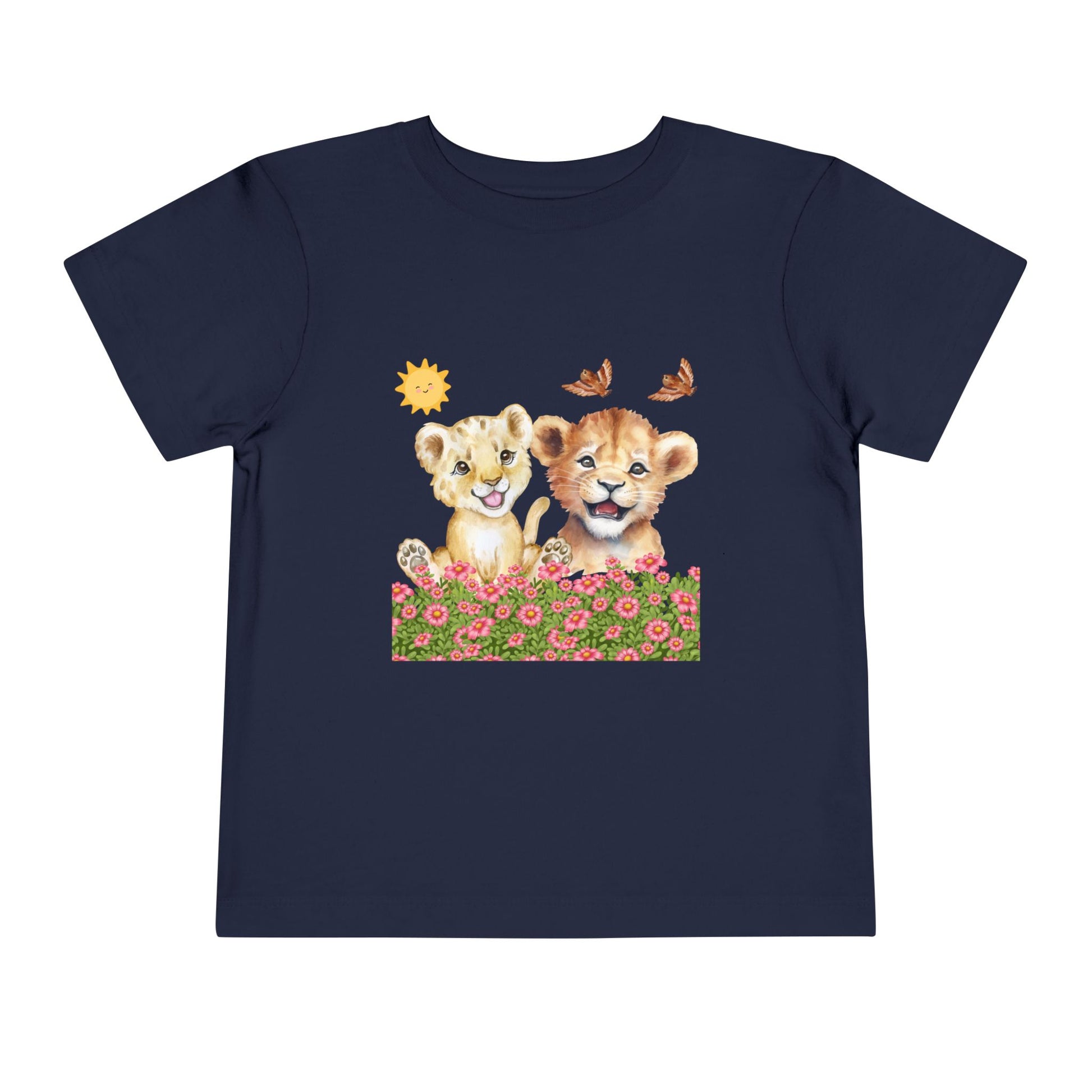 Toddler Short Sleeve Tee Shirt Cubs In Flower Bush