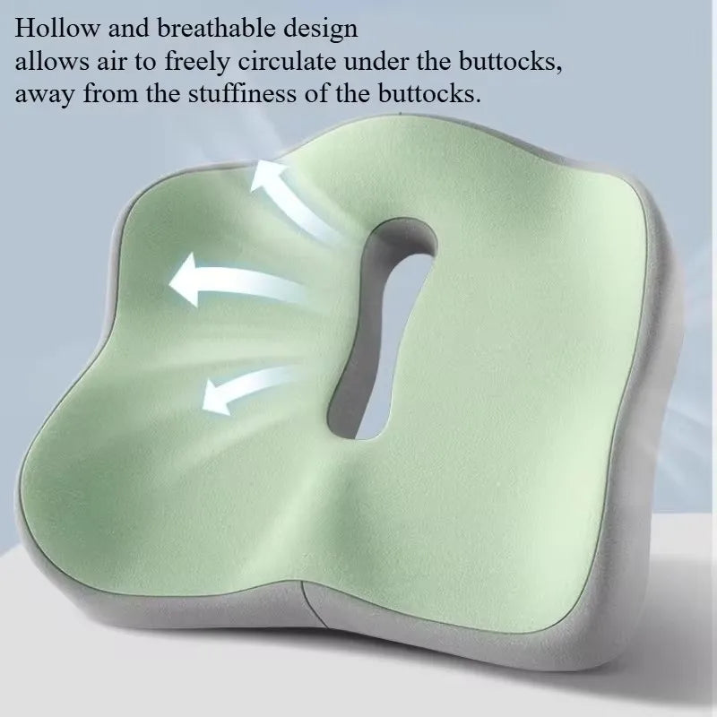 Comfortable 3D Memory Foam Cushion with Washable Polyester Case for Office and Vehicle Seating, Light Green/Grey