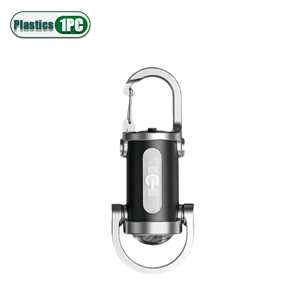 Rechargeable Mini Keychain Light Carabiner Small Pocket Flashlight for Outdoor Hiking Emergency Key Ring