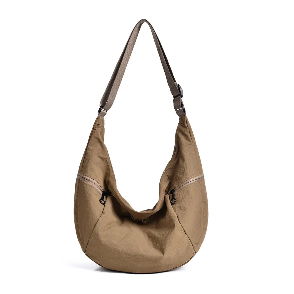 Large-capacity casual dumpling bag, lightweight men's cross-body bag, nylon fabric waterproof women's shoulder bag