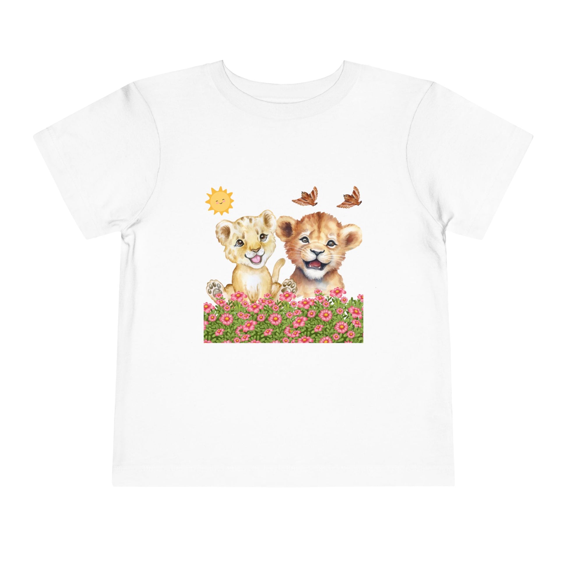 Toddler Short Sleeve Tee Shirt Cubs In Flower Bush